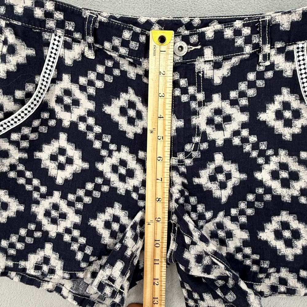 Two by Vince Camuto Navy White Ikat Linen Blend Summer Shorts Women's Size 29/8 - Picture 12 of 12